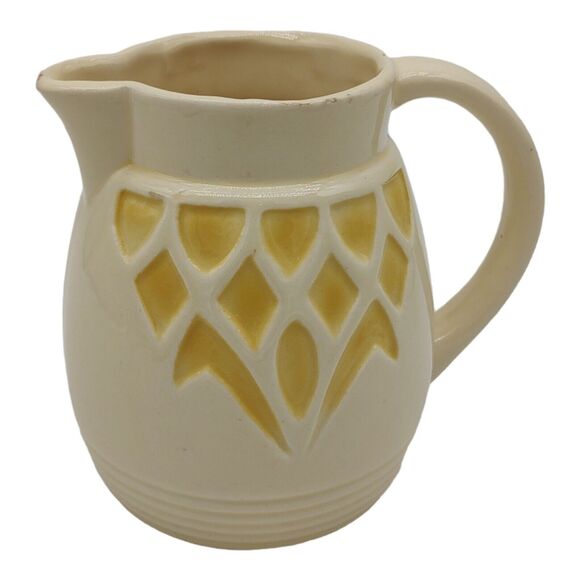 Robinson Ransbottom Vintage Cream & Yellow ~6" Pottery Pitcher Vase Planter - Picture 2 of 15